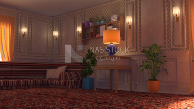 Arab reception hall , Maglas room ,interior view , 3D model