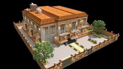 3D Model of a Two-story house ,exterior view