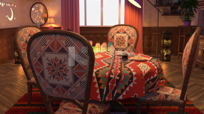 3D model of a dining table