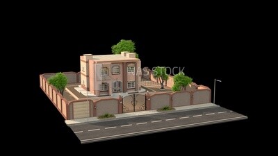 3D Model of luxury villa with garden