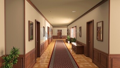 3D Model of a corridor with modern furniture