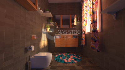 3D Model of Small bathroom ,interior view