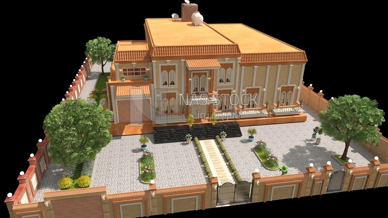 Luxurious Arab villa ,exterior view, 3D model