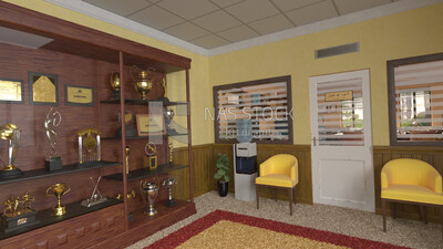 3D Model of an Principal&#39;s office and school corridor ,interior view