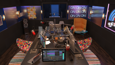 Radio recording room ,interior view , 3d model