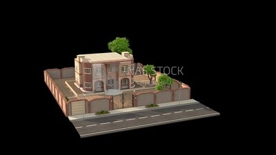 نموذج ثلاثى الابعاد لفيلا فاخرة مع الحديقة