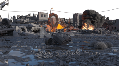 3D Model of a destroyed city from war