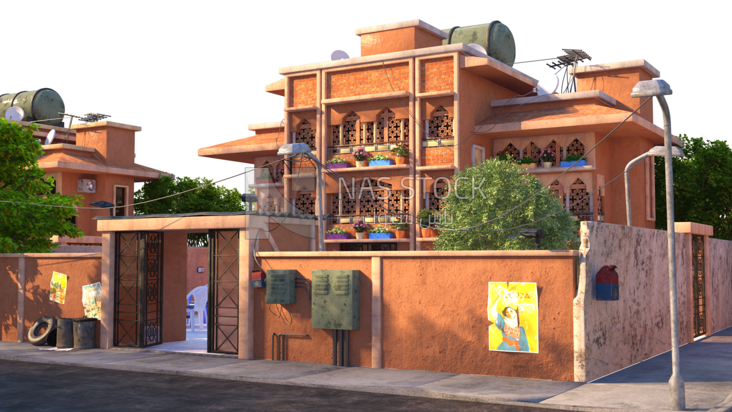 3D Model of a villa overlooking the street