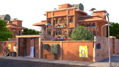 3D Model of a villa overlooking the street