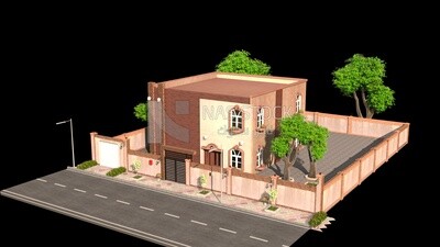 3D Model of luxury villa with garden