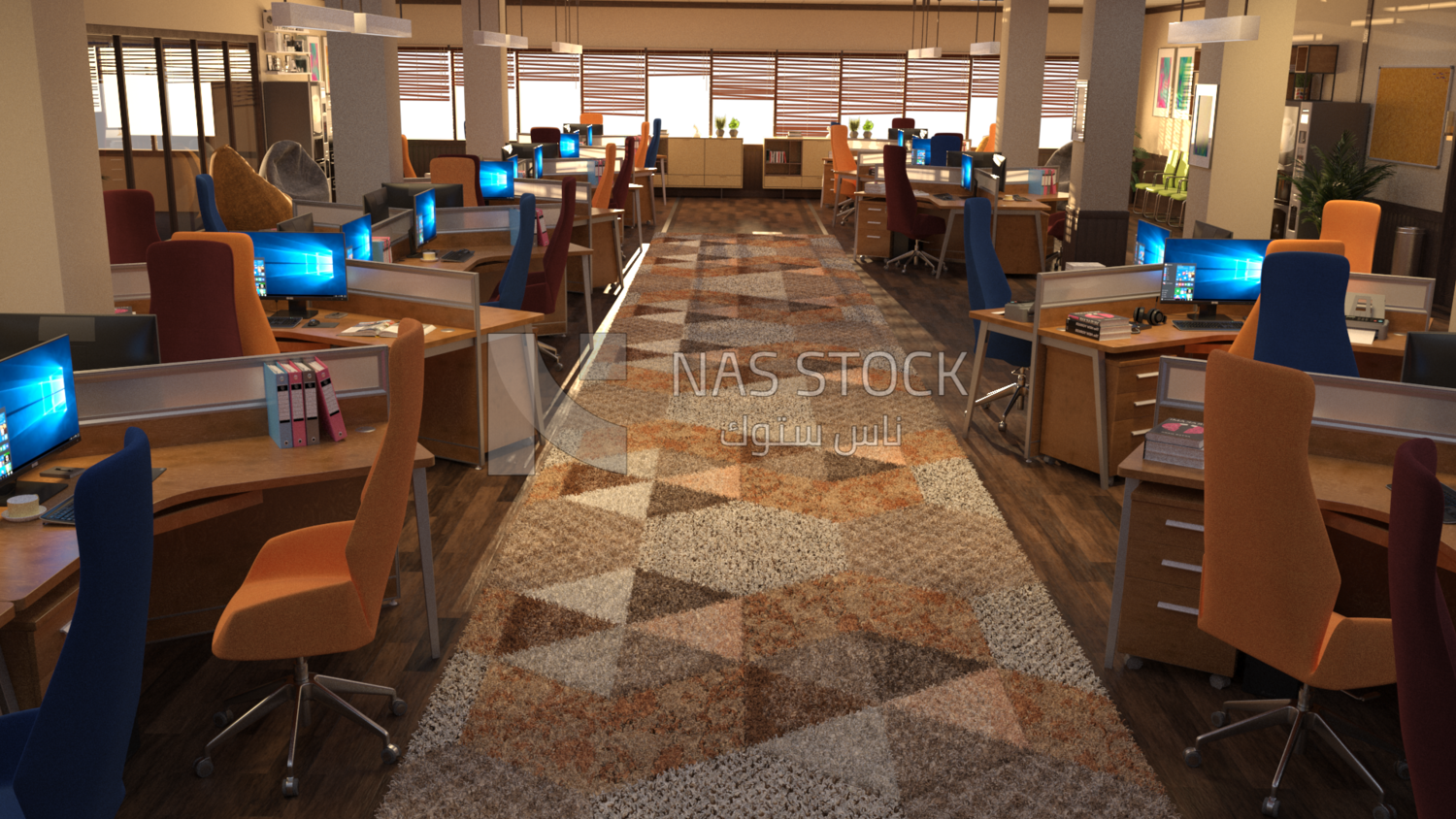 3D model of call center offices ,interior view