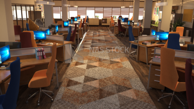3D model of call center offices ,interior view