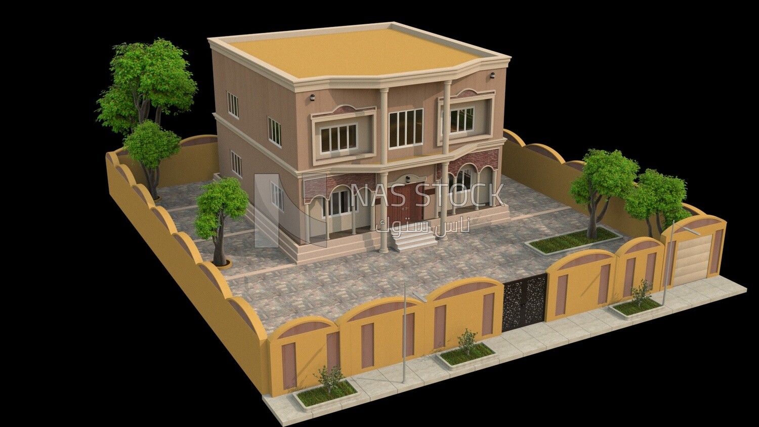 3D Model of a villa with garden