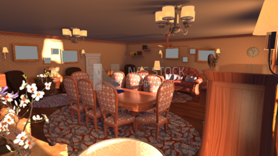 3D Model of a house building ,interior view of one of the apartments
