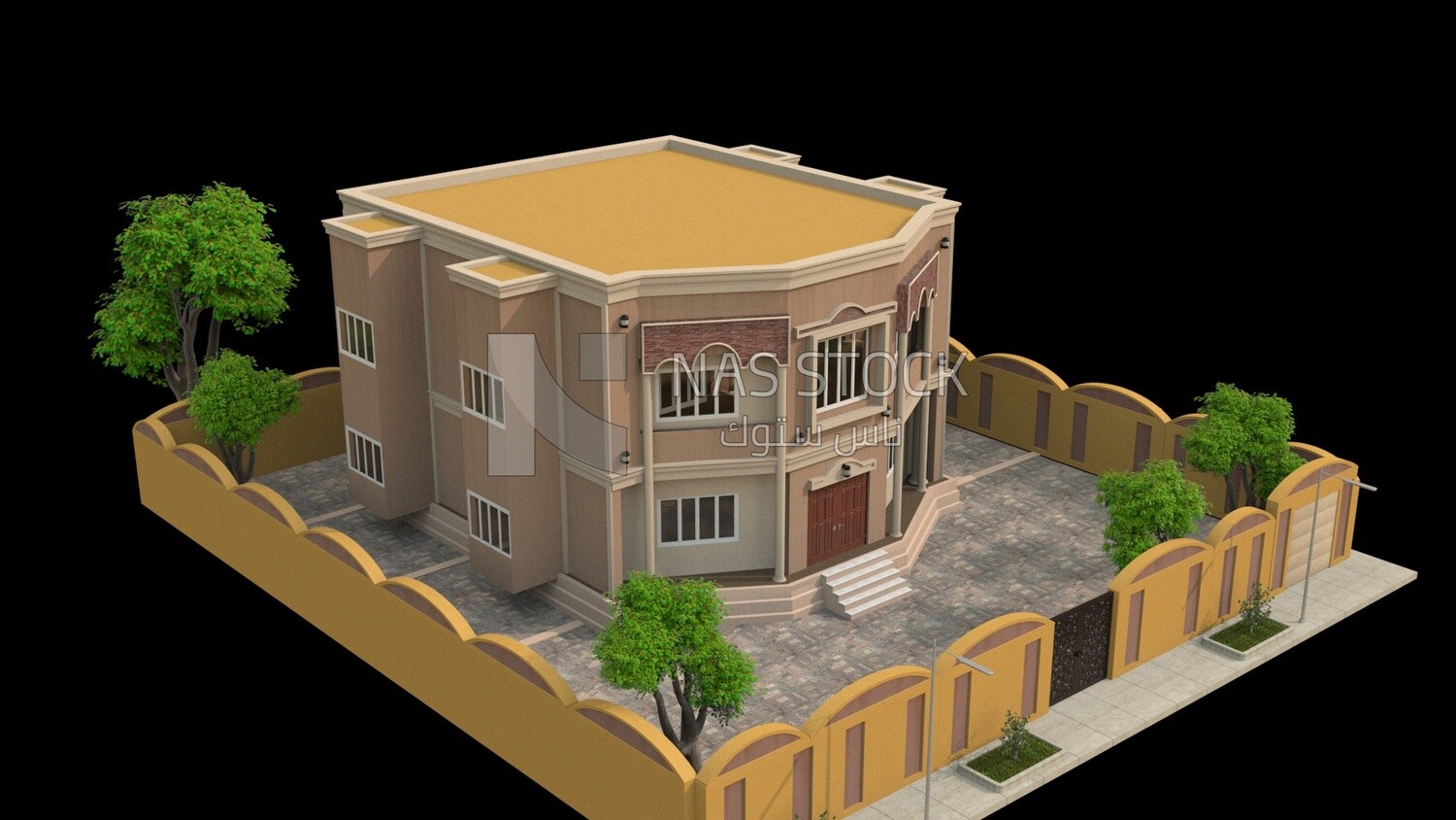 3D Model of luxury villa with garden