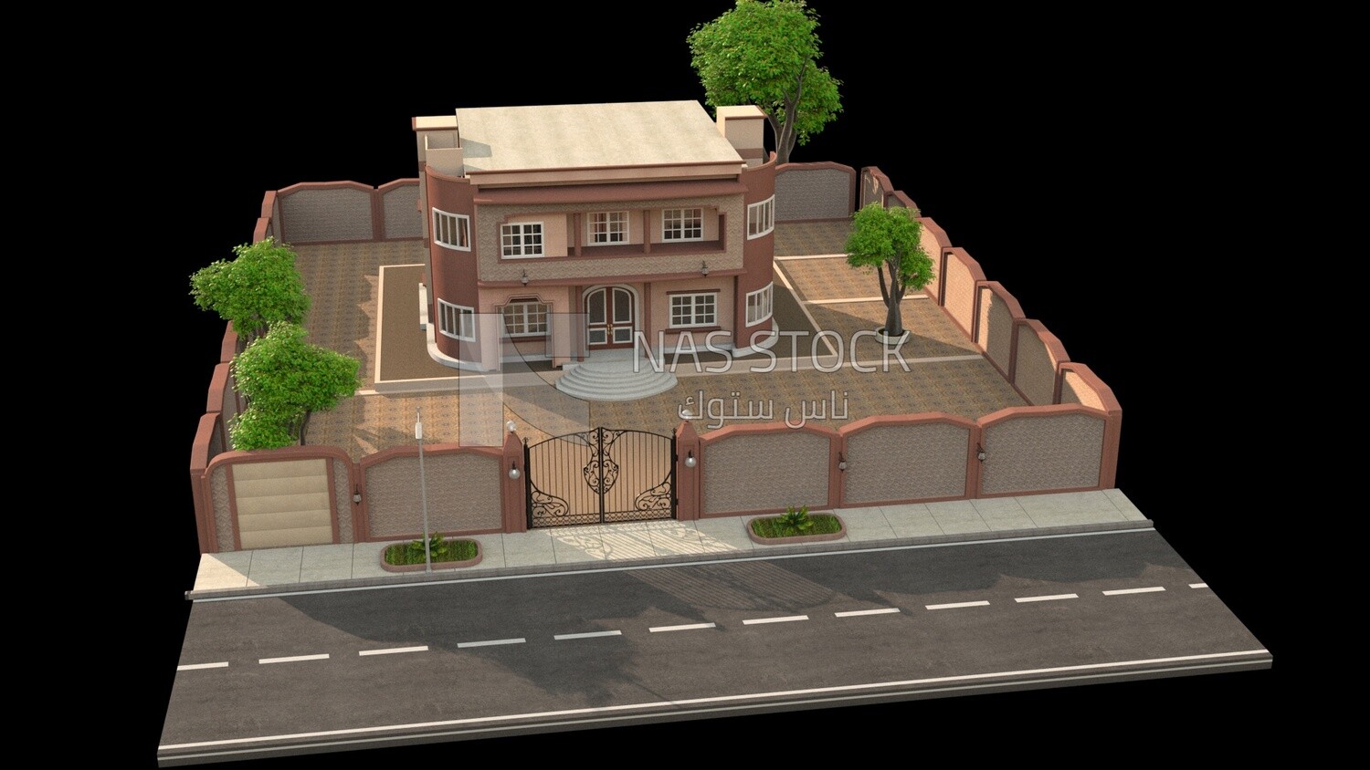 3D Model of luxury villa with garden