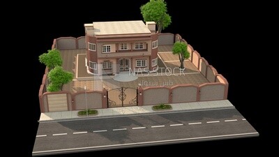 3D Model of luxury villa with garden