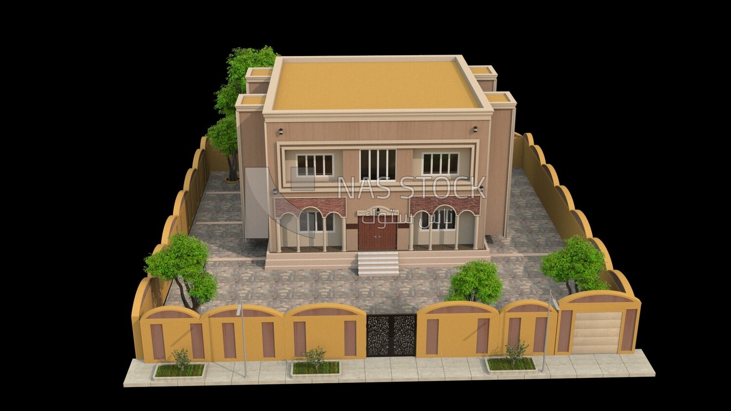 3D Model of luxury villa with garden
