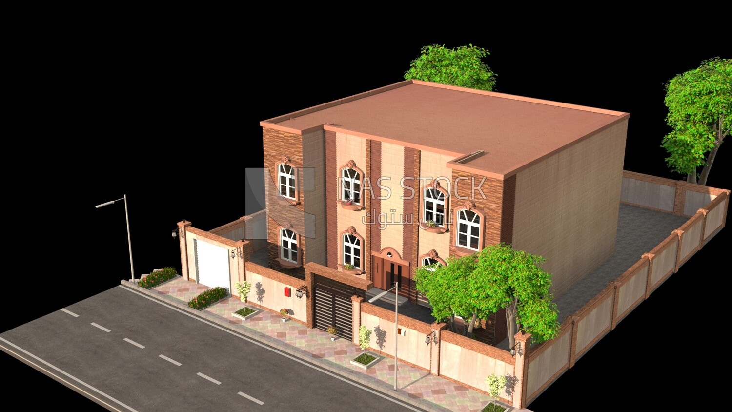 3D Model of luxury villa with garden