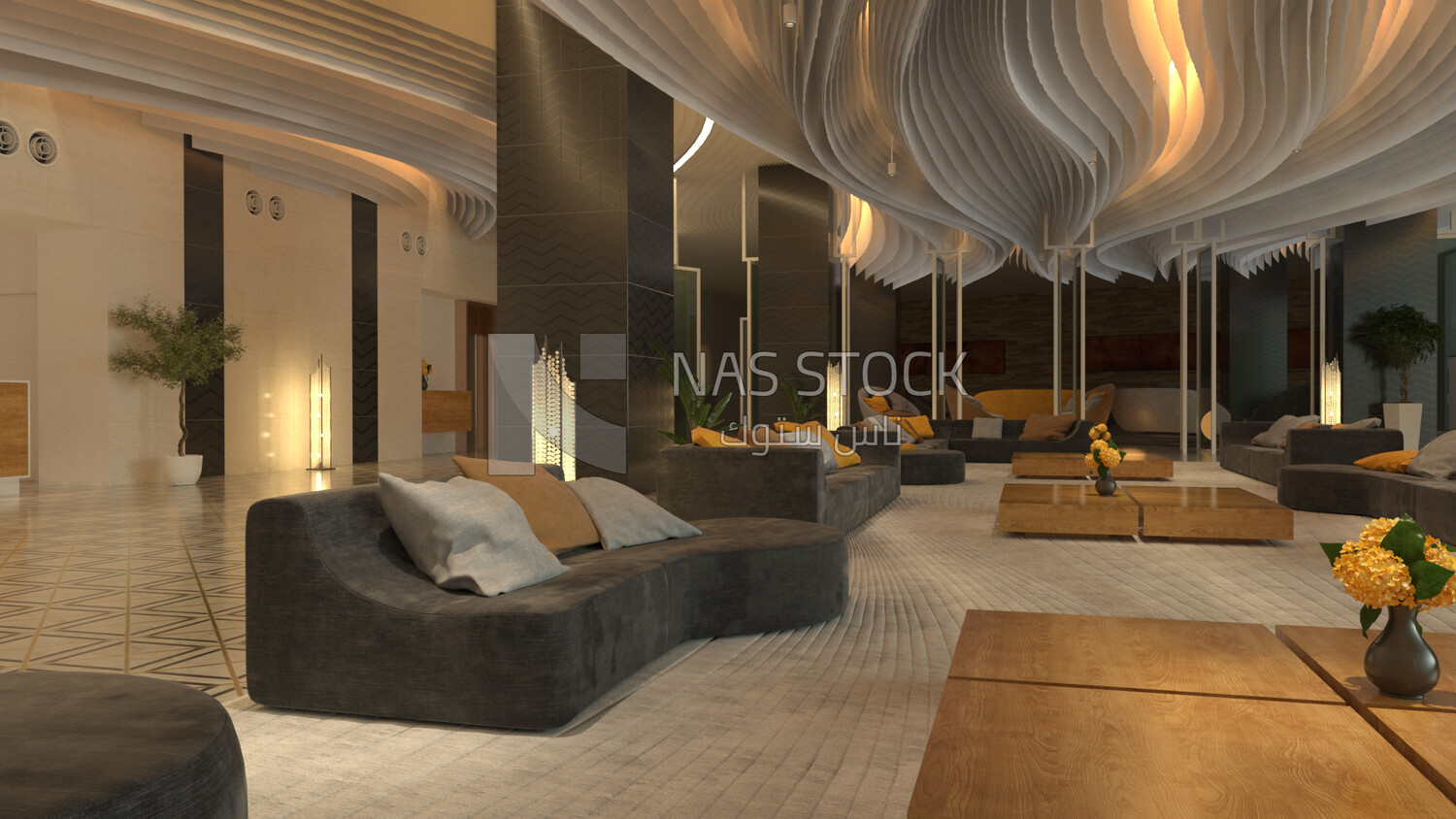 3D Model of a luxury hotel lobby