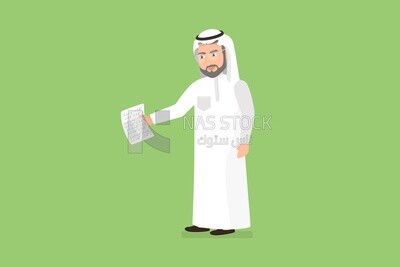 Saudi gulf man holding a paper