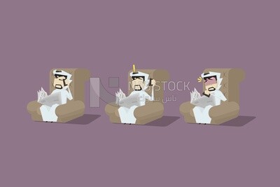 Three men sitting in chairs, reading the newspaper