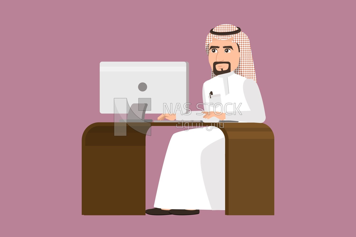 Saudigulf man sitting on the desk, business