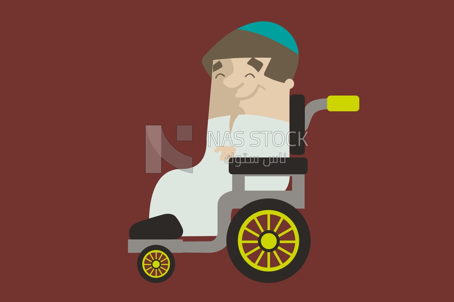Saudi man sitting in wheelchairs