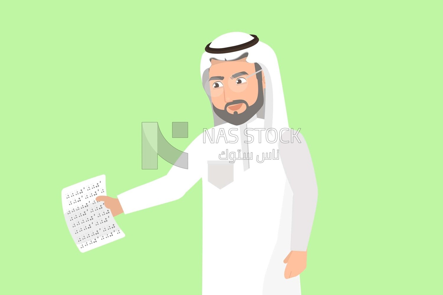 Saudi gulf man holding a paper, business