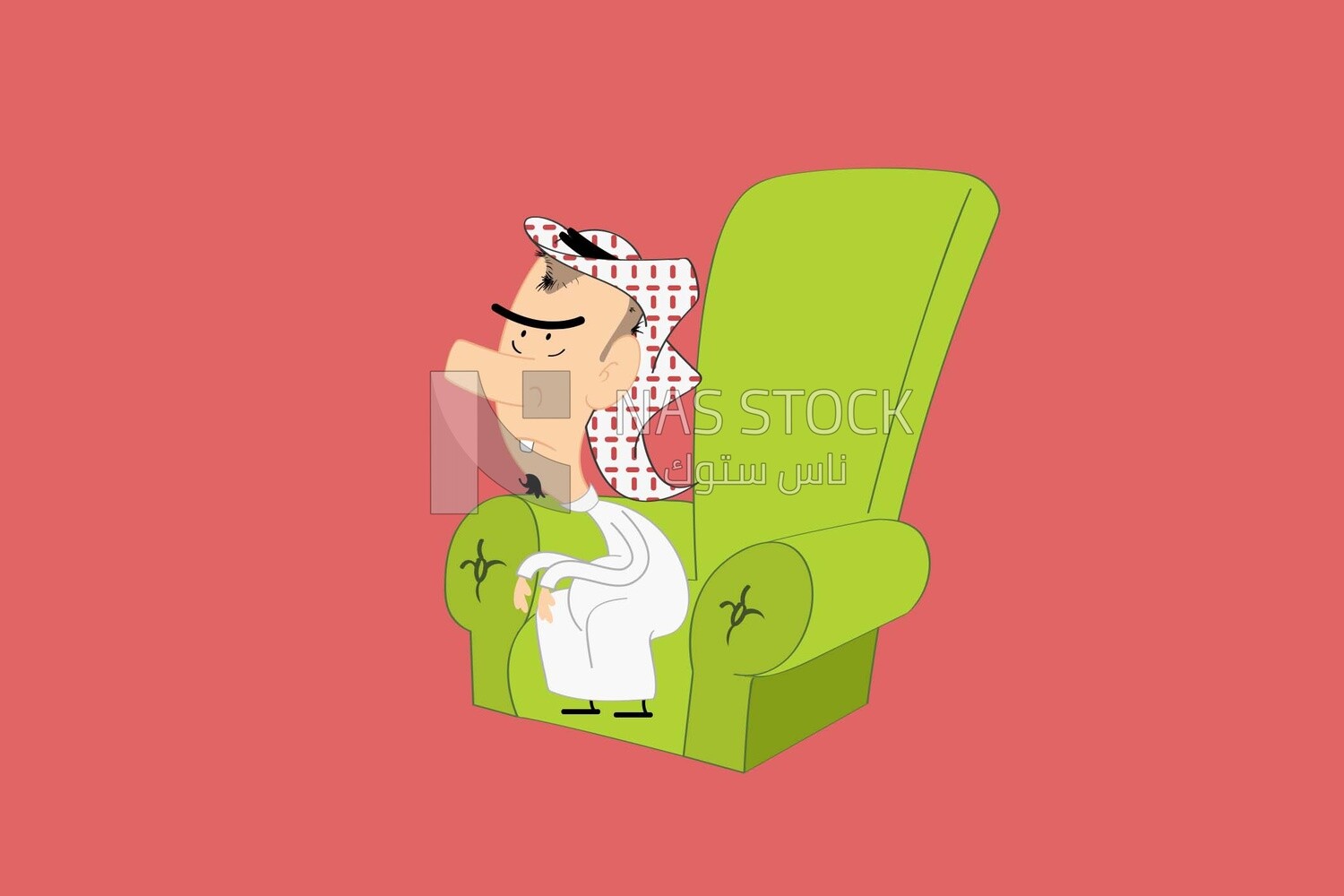 Saudi man, sitting on the chair, vector illustrator