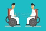 Two Saudi men sitting in wheelchairs, disabled people