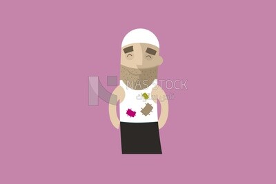 Beggar man, wearing a cut costume
