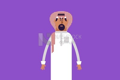 Saudi gulf man, wearing a traditional Saudi costume, Vector Illustrator