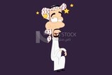 Saudi man, looks tired, vector illustrator