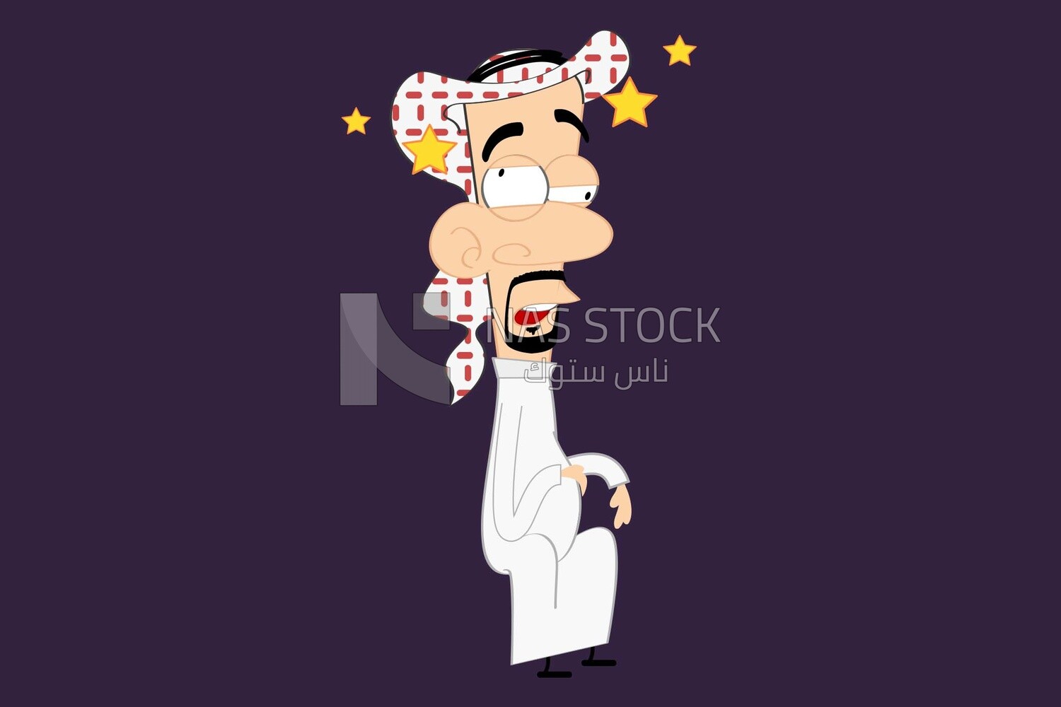 Saudi man, looks tired, vector illustrator