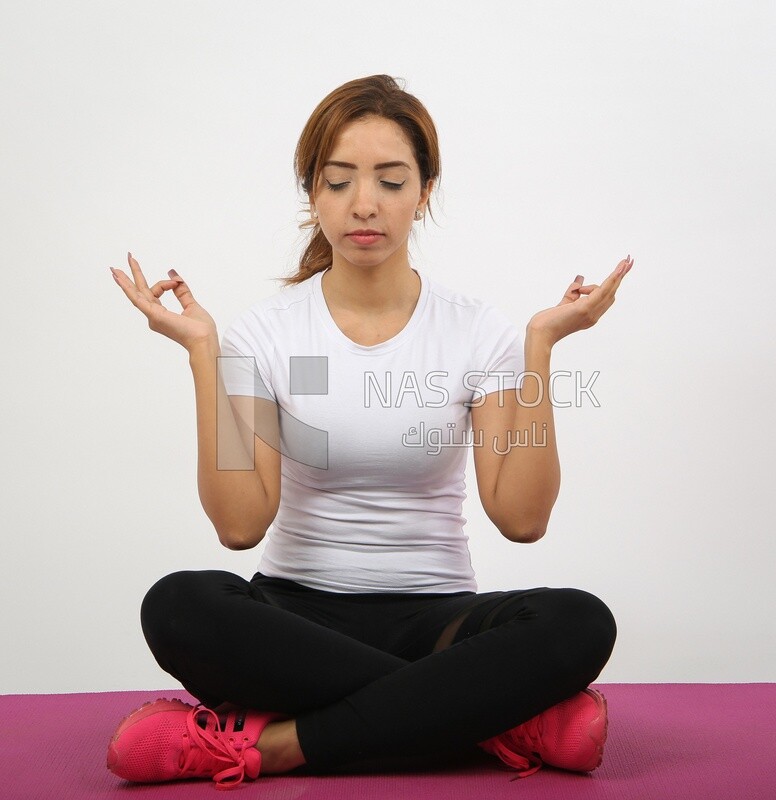 A woman doing meditation