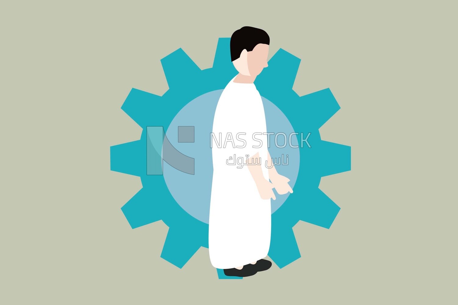 Vector of a man standing with a setting icon, vector illustrator