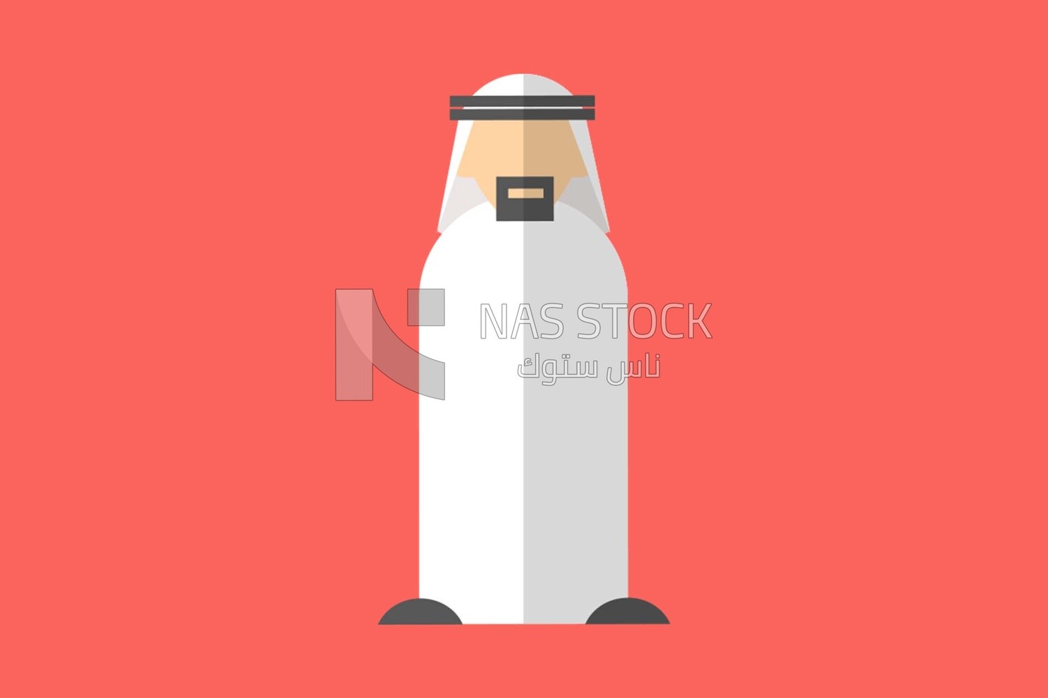 Old gulf man standing on a red background