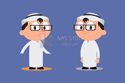 Two Saudi children, wearing Saudi clothes