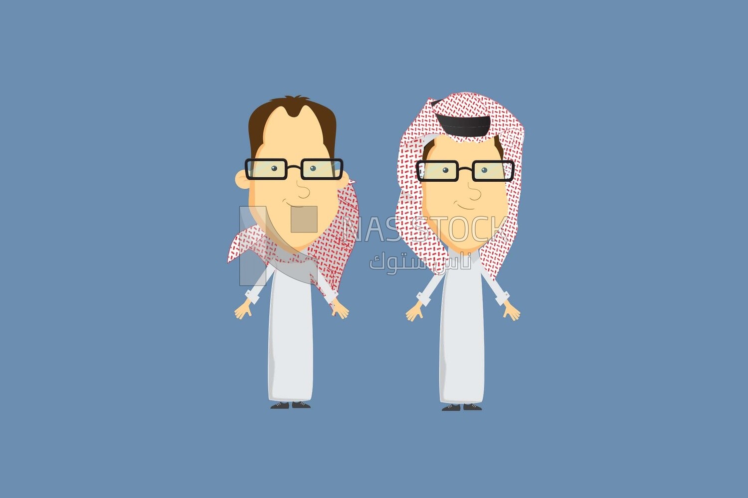 Two Saudi men, wearing Saudi clothes