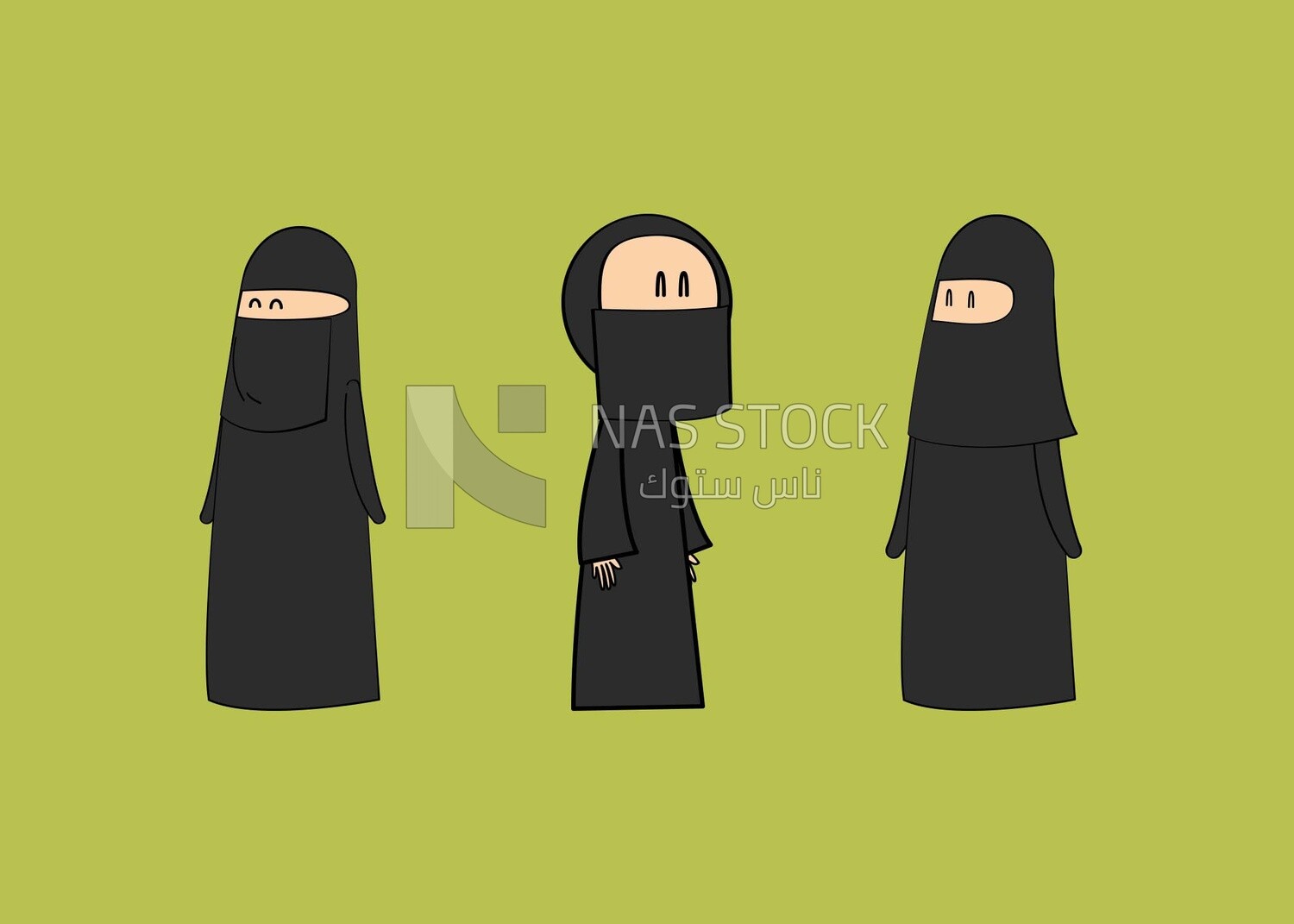 Saudi woman with hijab different gestures, Vector Illustrator