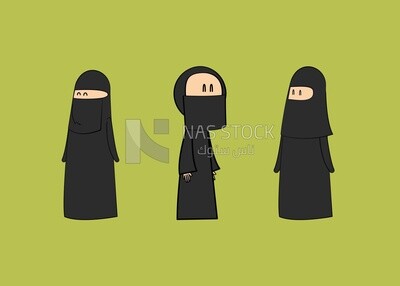 Saudi woman with hijab different gestures, Vector Illustrator