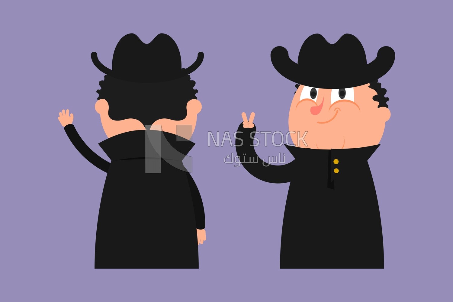 Cartoon characters, Detective in a black coat hat