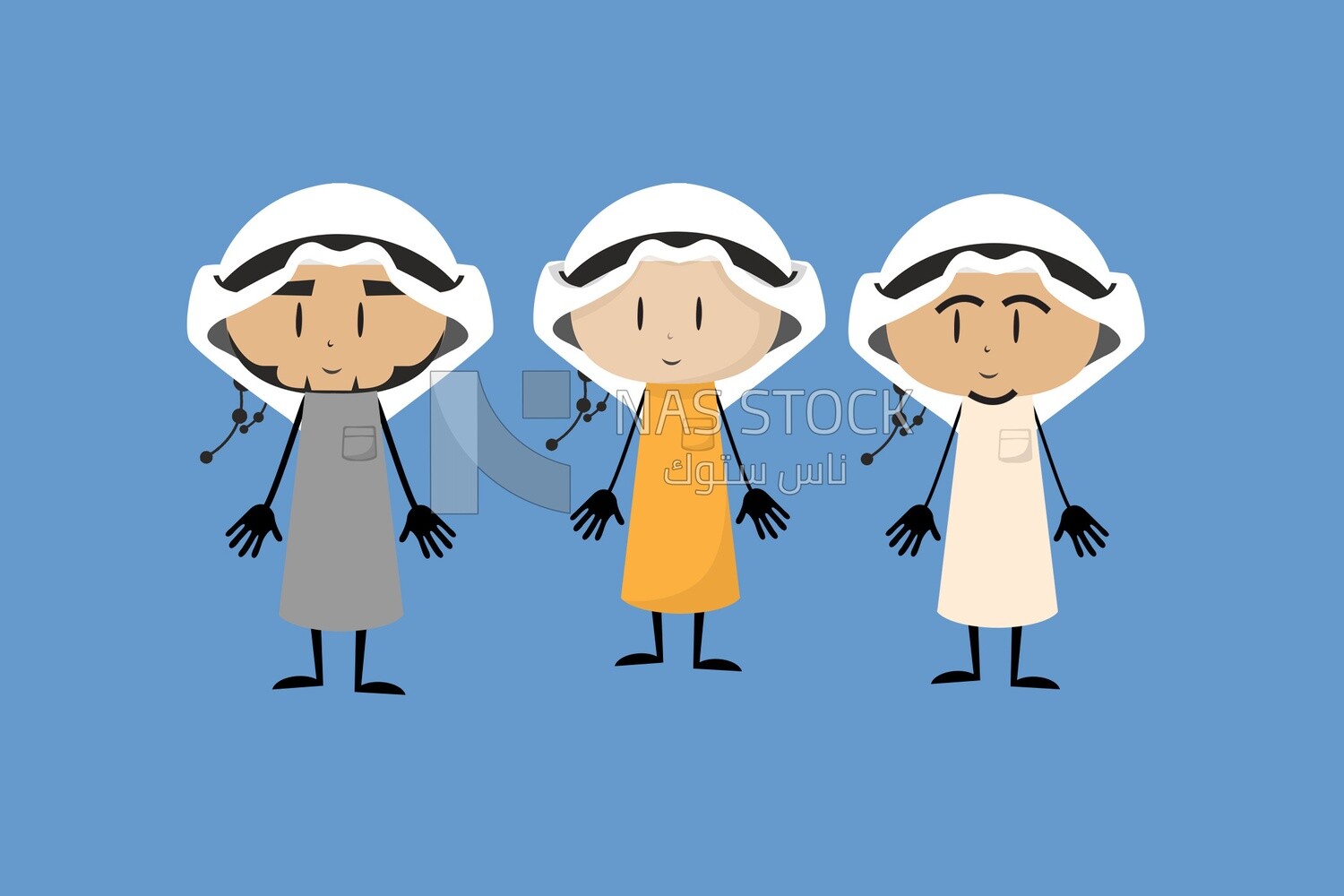 Three gulf men on , Vector Illustrator