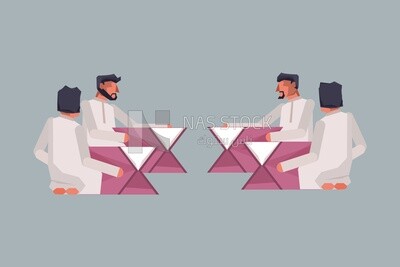 Characters of men reading books