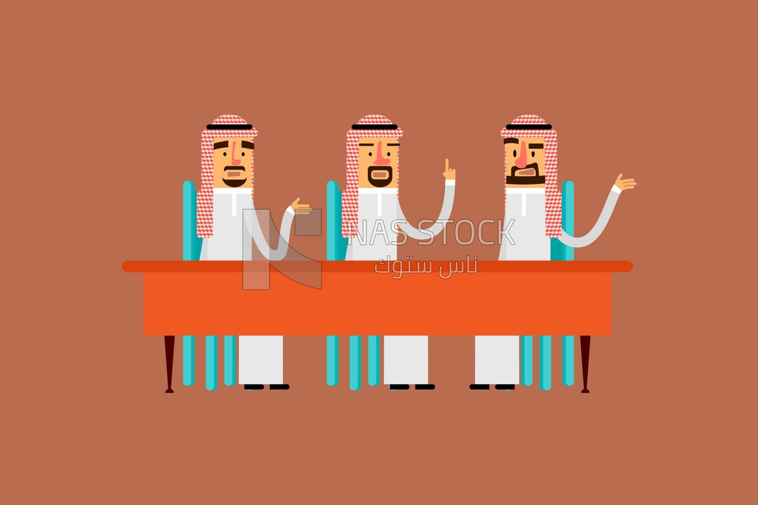 Three gulf men sitting on the table