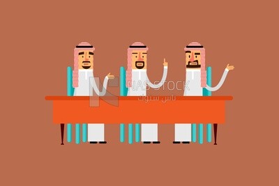 Three gulf men sitting on the table