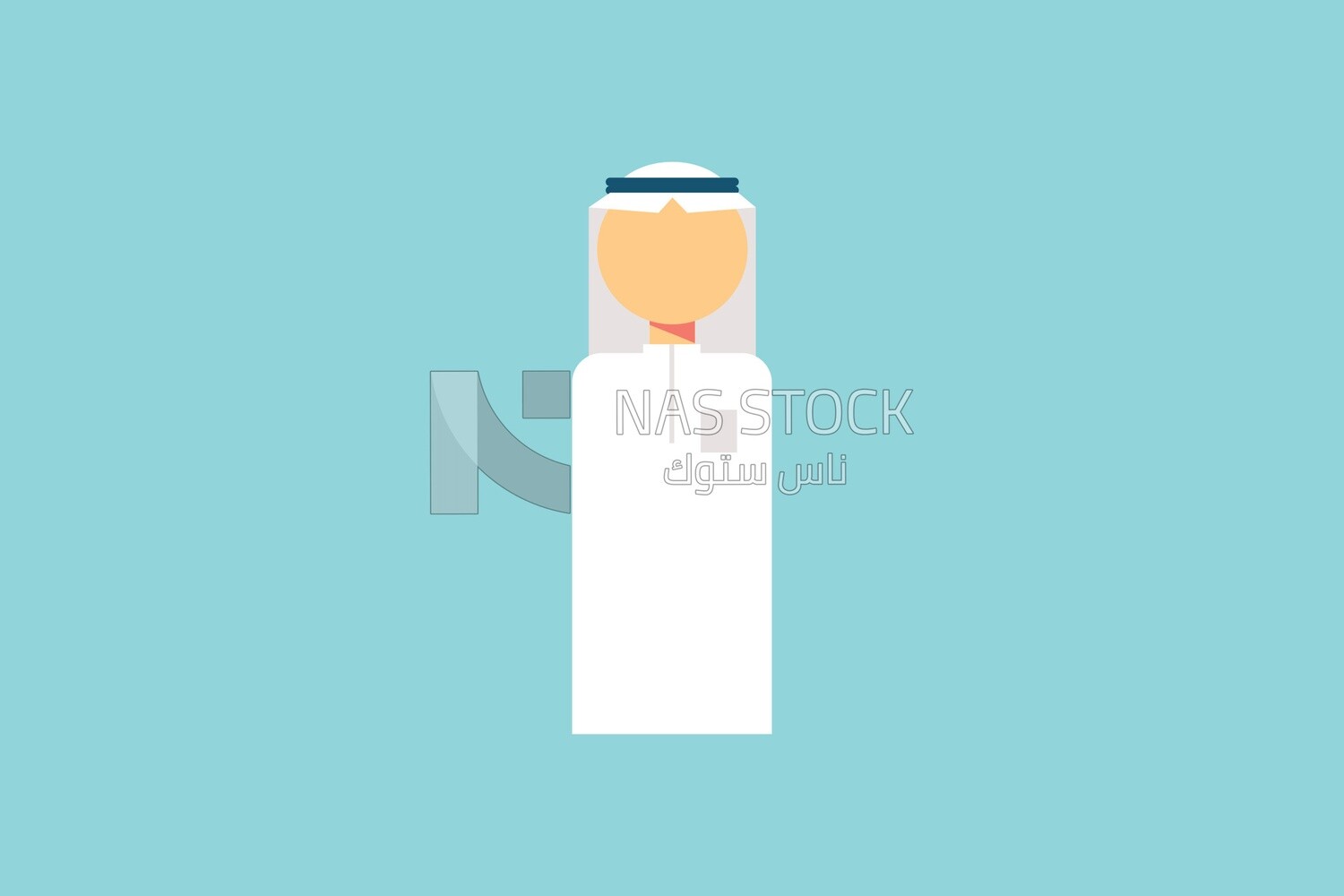 شخصية رجل خليجى على خلفية زرقاء