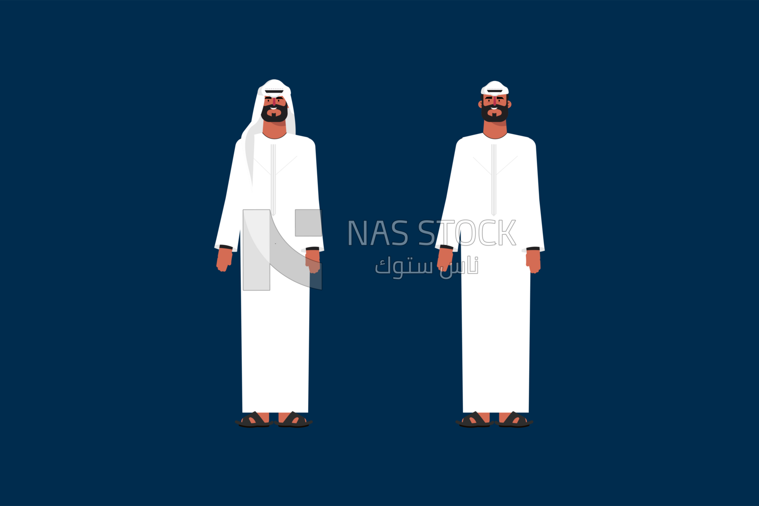 Two gulf men with white jilbabs stand