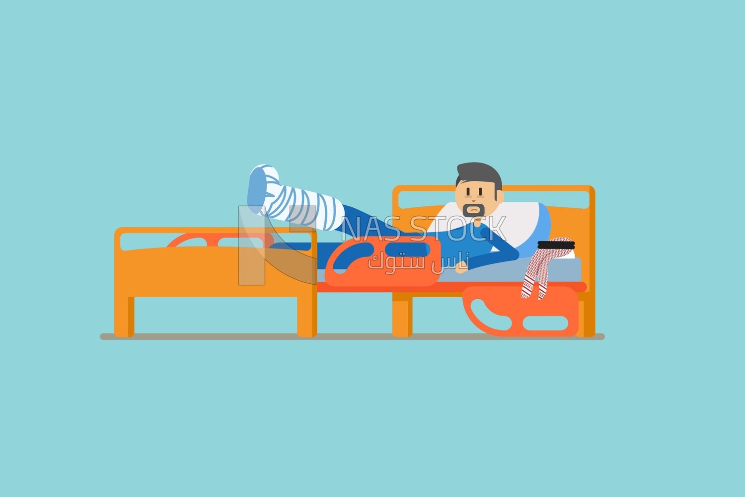 Sick man sleeping on the bed